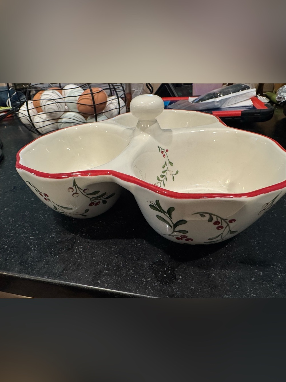 Better Homes And Gardens Cream Ceramic Serving Piece With Holiday Pattern